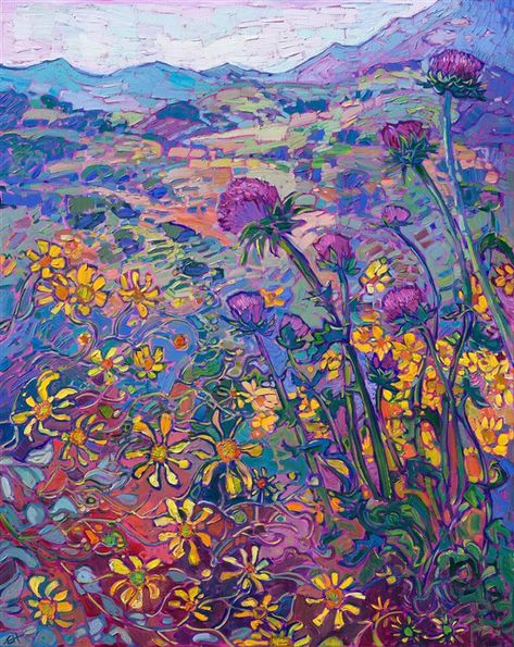 Western America, Amanda Clark, California Hills, Expressionist Landscape, Wildflower Painting, Pol Ledent, Wildflower Drawing, California Wildflowers, Art Examples