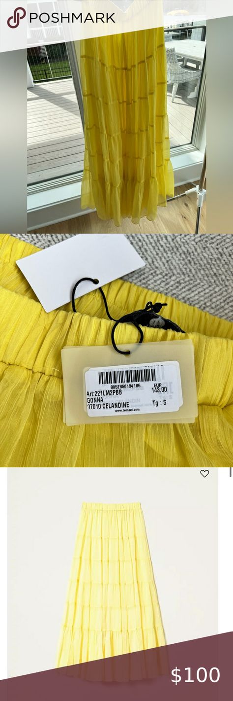 Twinset Milano Yellow Long Flounce Skirt Twinset Milano, Flounce Skirt, Twin Set, Dress Es, Buy And Sell, Dresses Skirts, Plus Size, Skirt, Yellow