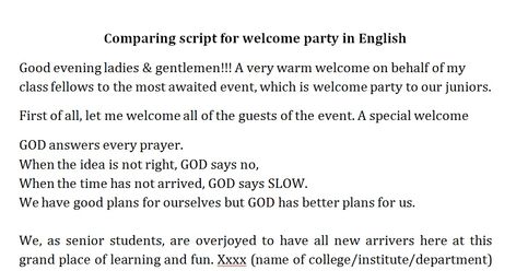 College Function Welcome Party Compering Script in English ~ Student Teacher Centre Anchoring Script In English For College, Labour's Day, Anchoring Script, English Student, Freshers Party, Educational Tips, Happy Marriage Anniversary, English Lesson Plans, Senior Student