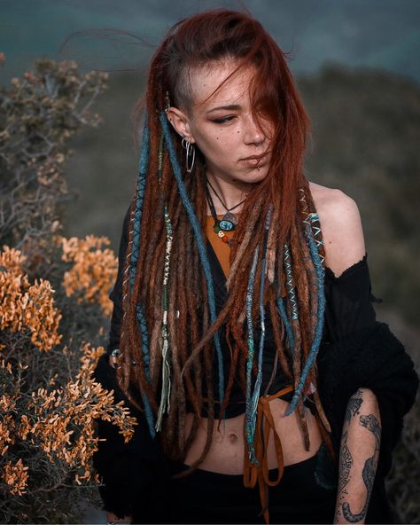 Viking Dreadlocks Women, Viking Locs Women, Viking Locs, Colorful Dreadlocks, Viking Dreadlocks, Female Viking Hairstyles, Viking Dreads Women, Viking Dreads, Dread Hair Extensions