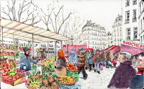 Shading Drawing, Paris Illustration, Urban Sketches, City Sketch, Urban Sketch, Gouache Art, Urban Sketchers, Watercolor Sketch, Urban Sketching