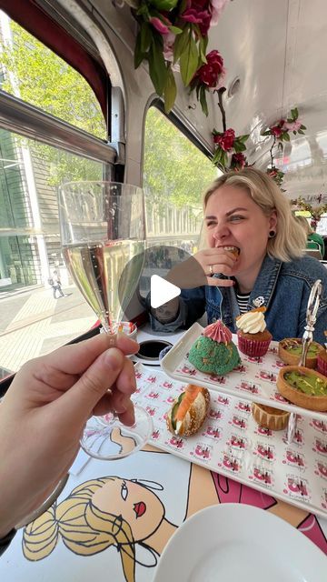 Nick & Anna | Digital Slomads ™️ on Instagram: "Afternoon tea on a vintage bus in London, what more could you ask for?

We were nothing but pinkies out during our tour around the city, sipping tea and trying sweet treats. 

Definitely a must do for your next London trip!

#afternoontea #brigitsbakery #brigitsbustour #londonbus #fulltimetravel #travelcouple" Vintage Bus, Sipping Tea, London Trip, Full Time Travel, London Bus, London Travel, Travel Couple, Afternoon Tea, In London