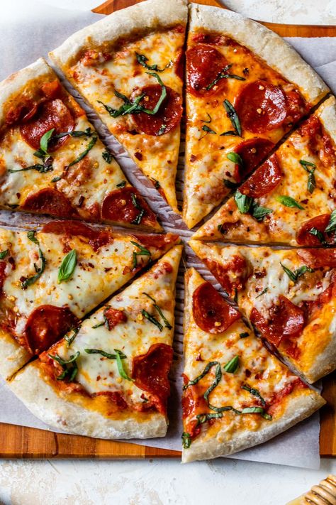 Hot Honey Pizza Hot Honey Pizza, Homemade Hot Honey, Crispy Pepperoni, Healthy Homemade Pizza, Honey Pizza, Pepperoni Recipes, Well Plated, Holiday Meal Planning, Wheat Pizza Dough