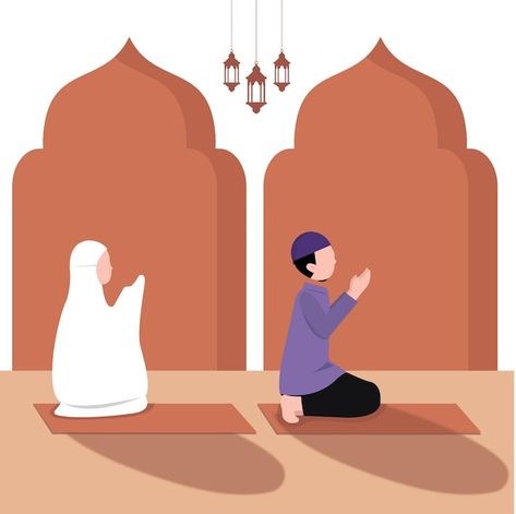 Muslim couple praying illustration Premi... | Premium Vector #Freepik #vector #islamic #leaf #animal #ramadan Pray Illustration, Islam Praying, Praying Illustration, Muslim Praying, Islamic Illustration, Muslim Parenting, Parenting Illustration, Importance Of Prayer, Development Milestones