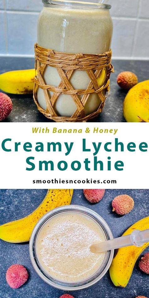 Creamy Lychee Smoothie Lychee Smoothie Recipe, Lychee Smoothie, Lychee Health Benefits, Lichi Fruit Juice Recipe, Lychee Juice Cocktail, Lychee Iced Tea, Post Workout Snacks, Vegan Smoothies, Nutritious Breakfast