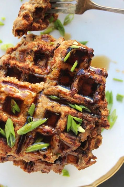 Ground Chicken Waffles, Aip Chicken Thigh Recipes, Aip Ground Chicken, Aip Waffles, Paleo Sandwich, Aip Dinners, Apple Waffles, Aip Chicken, Vegan Gf Recipes