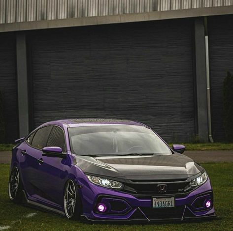 Honda Civic Wrap Ideas, Purple Honda Civic, Civic G10, Purple Shadow, Honda Civic Sport, Car Modified, Honda Hrv, Purple Car, Honda Civic 2016