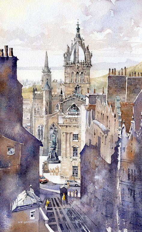 Arts Stream, Watercolor Mixing, Watercolor Artists, Plein Air Paintings, City Art, Daily Art, Painting Style, Art Day, Edinburgh