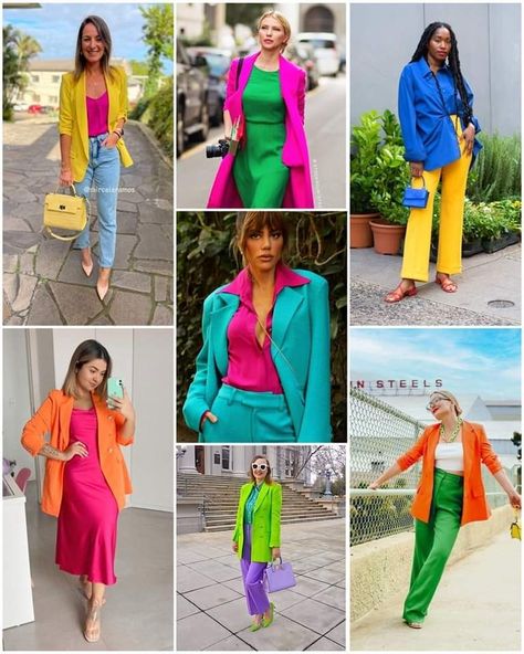 Color Block Outfits, Color Cycle, Bright Colored Outfits, Mix Match Outfits, Colour Combinations Fashion, Color Combos Outfit, Trendy Outfit Ideas, Color Blocking Outfits, Color Combinations For Clothes