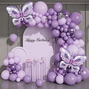 Purple Decor For Birthday Party, Butterfly 18th Birthday Party, Purple Theme Birthday Party Decoration, Background Decoration For Birthday, Butterfly Birthday Party Decorations, Lila Party, Butterfly Birthday Theme, Sweet 16 Party Decorations, Purple Cakes Birthday