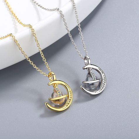 Planet Orb Necklace Planet Pendant Saturn Orb Necklace Planet Chain Necklace Planet Jewelry Short Clavicle Chain Orb Necklace Gift for Her #SaturnNecklace #SaturnOrbNecklace #SaturnJewelry #PlanetOrbNecklace #GiftForHer #PlanetNecklace #PlanetPendant #PlanetJewelry #OrbNecklace #ShortClavicleChain Saturn Jewelry, Necklace Planet, Planet Pendant, Female Necklace, Planet Jewelry, Orb Necklace, Moon Planet, Saturn Necklace, Planet Necklace