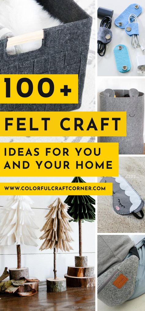 Get inspired by this huge list of felt craft ideas. I wanted to show you that felt is a very versatile material, and to inspire you to use it for your craft projects. #feltcrafts #feltcraftideas #feltprojects Diy Felt Sewing Projects, How To Work With Felt, Felt Diy Gifts, Felt Scrap Projects, Things To Do With Felt, Felt Crafts No Sew, Felt Crafts For Adults, Felt Cricut Projects, Crafts Using Felt