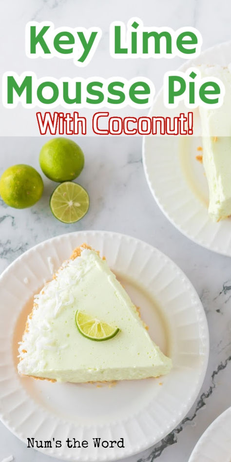 This Coconut Key Lime Chiffon Pie is a slice of tropical paradise! It’s delicious and easy enough for the every day but fancy enough for any party too! #numstheword #coconutkeylimechiffonpie #chiffoncoconutkeylimepie #coconutkeylimechiffonmousse #coconutchiffonmousse #keylimechiffonpiewithcoconut #keylimemoussepiewithcoconut Key Lime Mousse, Lime Mousse, Lime Chiffon, Chiffon Pie, Dessert Cravings, Mousse Pie, Favorite Pie Recipes, Pinterest Christmas, Popular Desserts