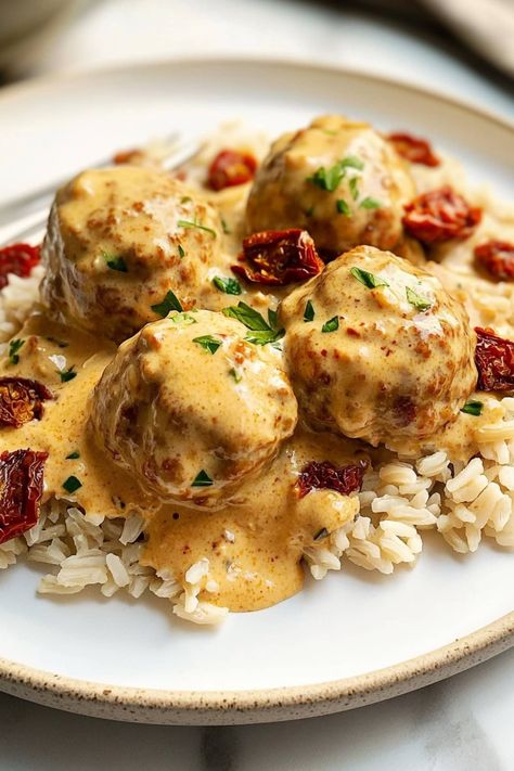 Marry Me Chicken Meatballs - Insanely Good Meatball Dinner Recipes, Sun Dried Tomato Sauce, Meatball Dinner, Chicken Meatball Recipes, Turkey Meatball Recipe, Marry Me Chicken, Recipes Appetizers And Snacks, Chicken Meatballs, Beef Recipes For Dinner