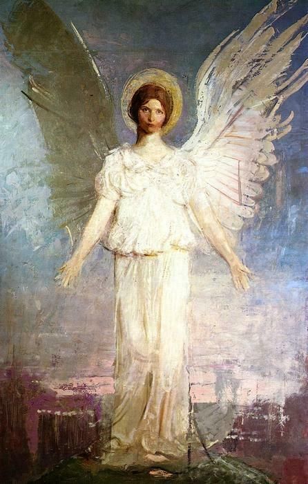 Oil painting Abbott-Handerson-Thayer-Noon portrait angel in landscape handmade Abbott Handerson Thayer, Angel Theme, Angels Among Us, Angel Painting, American Painting, Guardian Angels, Oil Painting Reproductions, Fairy Angel, Painting Reproductions