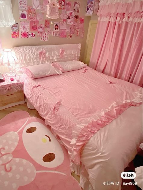 My Melody Room, Melody Room, Sanrio Bedroom, Sanrio Room, Hello Kitty Room Decor, Pink Room Decor, Cute Bedroom Ideas, Girly Room, Cute Bedroom Decor