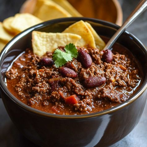 Classic Chili Con Carne recipe with tender beef, beans, and a rich, spicy tomato sauce. Perfect comfort food for any occasion. Chili Con Carne Recipe, Classic Chili, Con Carne Recipe, Spicy Tomato Sauce, Indian Curry, Tender Beef, Hearty Stews, Tex Mex, Savoury Dishes