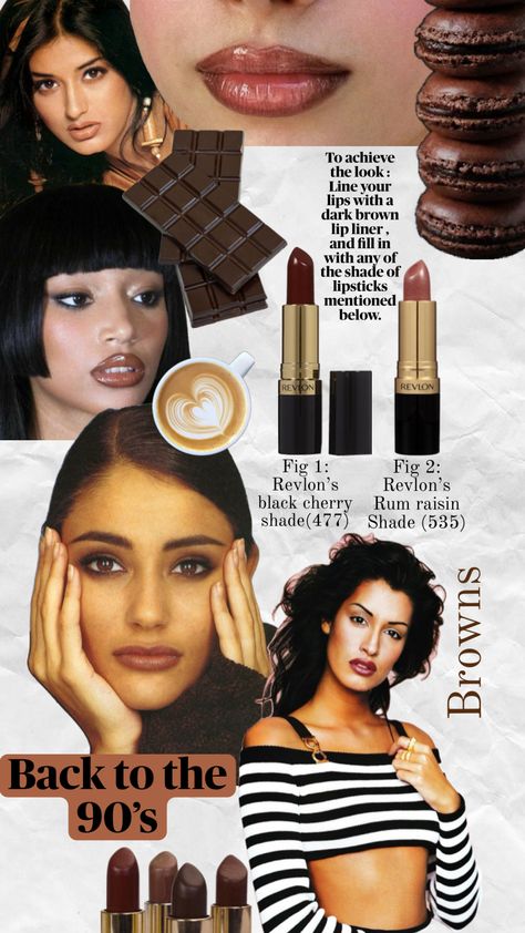 Back to the 90’s a magazine inspo 90s Makeup Look, Revlon Lipstick, 90s Makeup, Rum Raisin, Makeup Accesories, Makeup Artist Tips, Swag Makeup, Face Makeup Tips, Dope Makeup