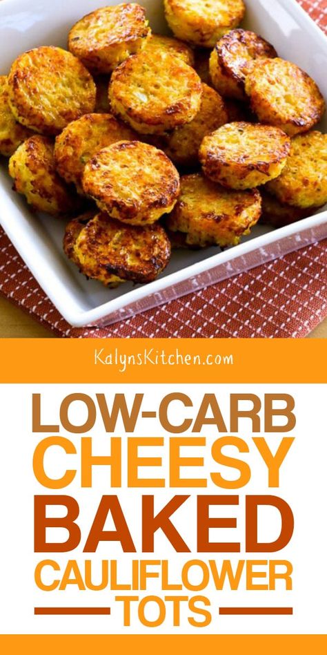 Cheesy Baked Cauliflower, Cauliflower Tots, South Beach Diet, Baked Cauliflower, Keto Side Dishes, Low Carb Diet Recipes, Healthy Low Carb Recipes, Low Glycemic, Low Carb Recipes Dessert