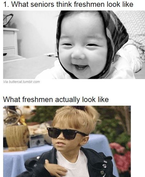 College Seniors vs Freshmen Freshman Vs Senior, Freshmen Vs Seniors, College Lecture, College Lectures, College Funny, Welcome To Our Group, College Freshman, Freshman College, College Senior