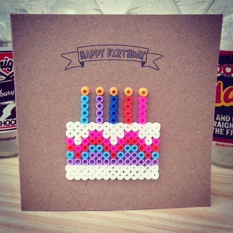 Happy Birthday Perler Bead Designs, Perler Beads Ideas, Pyssla Beads, Hama Beads Design, Motifs Perler, Hama Beads Patterns, Diy Perler Beads, Melting Beads, Iron Beads