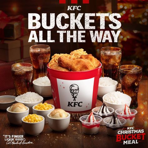 KFC Christmas Bucket Meal 2019 - Available in a Bucket of 6 and 8 Jollibee Chicken, Menu Kfc, Jollibee Menu, Kentucky Fried Chicken Menu, Kfc Christmas, Local Fast Food, Chicken Bucket, Zany Malik, Chicken Menu