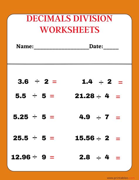 41+ Decimal Division Number Worksheet With Lesson Plan and Practice Guide Worksheet 3rd Grade, Fractions Division, Decimal Division, Long Division Worksheets, Number Worksheet, Dividing Decimals, Powers Of 10, Decimals Worksheets, Decimal Number