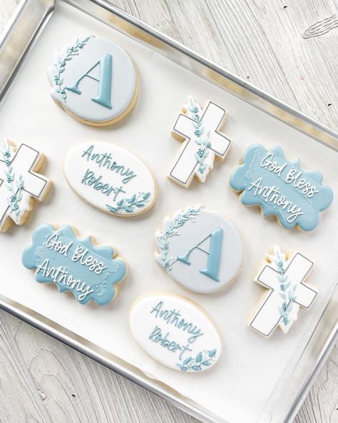 Christening Cookies Boy, Baptism Sugar Cookies Boy, Boy Baptism Cookies, Cookies Bautismo, Baptism Cookies Boy, Confirmation Cookies, Baptism Cookies Decorated, Baptism Sugar Cookies, Christening Cookies