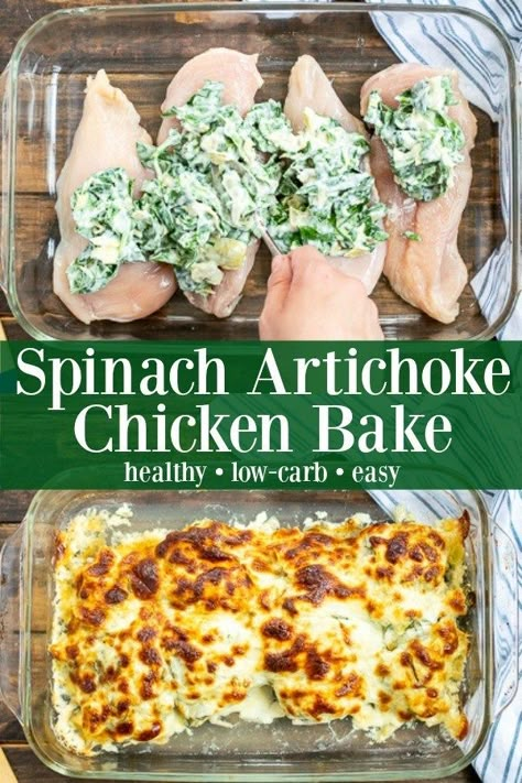 Low Carb Family Recipes, Spinach Artichoke Bake, Healthy Low Carb Casseroles, Healthy Meals With Spinach, Healthy Chicken Dip, Simple Weeknight Dinners Healthy, Diebities Diet Recipes Dinner, Healthy Dinner Recipes For Two Eating Clean Low Carb, Healthy Dinner Recipes For Family Chicken