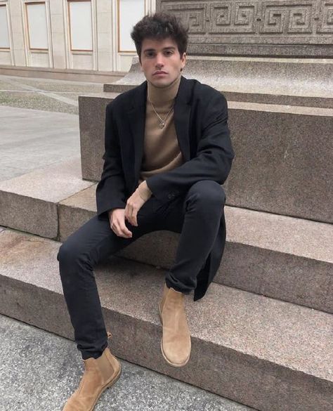 Coat outfit with Turtleneck Sweater #Menstyle #Fashion #Style #Menoutfit #Outfitidea Men Turtleneck Outfits, Outfit With Turtleneck, Men Outfit Inspiration, Marc Forne, Turtleneck Coat, Turtleneck Sweater Outfit, Turtleneck Outfits, Men Turtleneck, Camel Boots