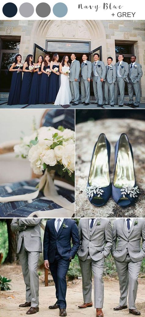 elegant navy blue and grey wedding color ideas Grey Wedding Decor, Navy Blue Wedding Theme, Grey Wedding Theme, Classic Blue Wedding, Navy Wedding Colors, Gray Wedding Colors, Wedding Color Combos, Wedding Color Trends, Wedding Color Ideas