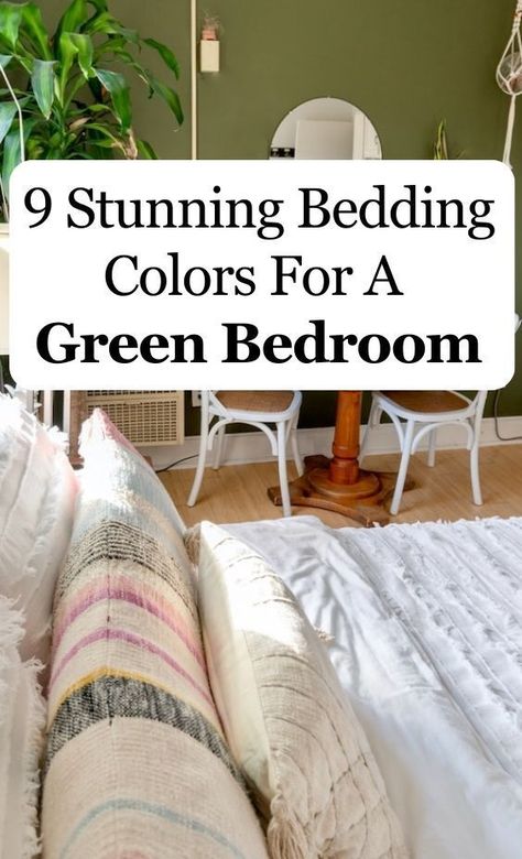 Choosing the right bedding color for a green bedroom can make a big difference in the overall ambiance and style. Discover nine stunning color options to complement your green bedroom and create a harmonious and inviting space. Green Bedroom Color Ideas, Shades Of Green For Bedroom Walls, Bright Green Bedroom Ideas, Bedding For Green Walls, Bright Green Bedroom, Green Guest Bedroom, White Bedroom Suite, Lime Green Bedroom, Bedding Colors