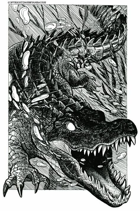 A Drawing, Reptiles, Alligator, Black And White, Tattoos, White, Black, Art