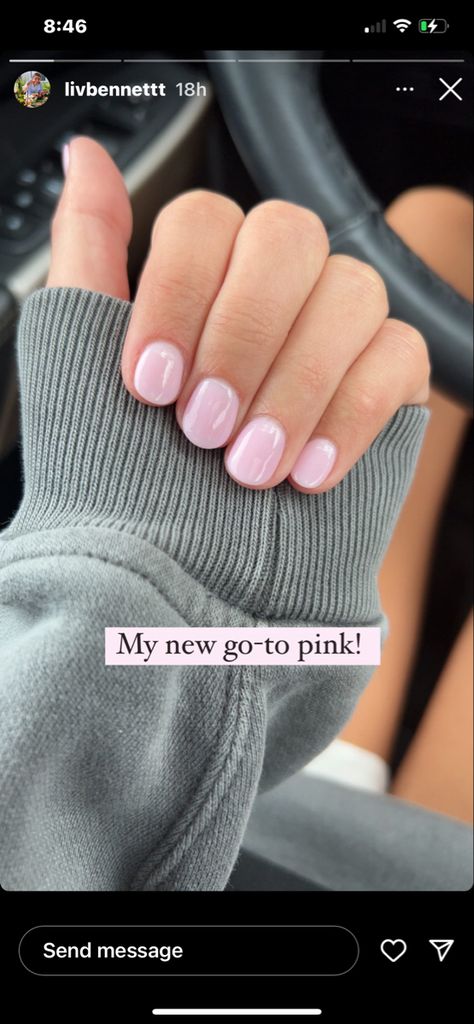 Pink White Dip Powder Nails, Dip Powder Nails On Natural Nails, Shilac Nail Ideas 2023 Short, Shellac Pink Nails, Short Nails Short Nail Bed, Basic Gel Nails Simple, Rounded Square Nails Short, Baby Pink Natural Nails, Dip On Real Nails