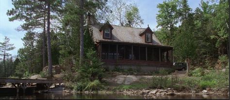 Secret Window - cabin exterior from lake Secret Window Movie, The Secret Window, Secret Window, Granddaughter Aesthetic, Cabin Exterior, Coastal Granddaughter, Log Cabins, Dream Houses, Indoor Outdoor Living