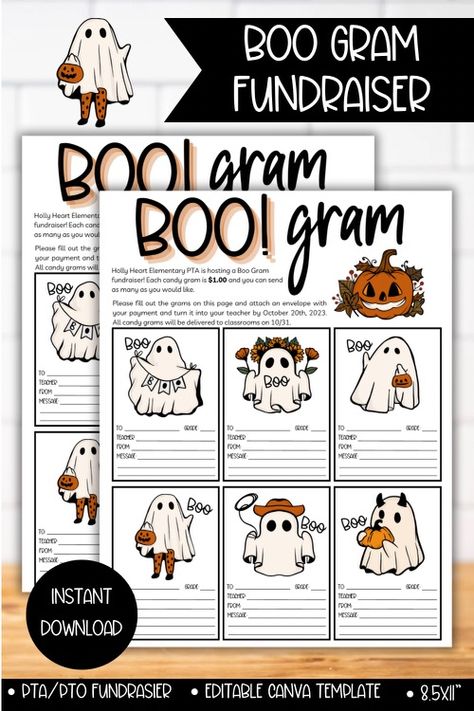 Halloween School Fundraising Ideas, Pto Halloween Event, Pta School Event Ideas, Boograms Ideas, Halloween Grams Fundraiser, Fall School Fundraiser Ideas, Halloween Pto Ideas, Fall Fundraising Ideas, School Pto Ideas