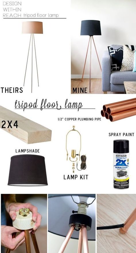 Furniture and lighting fixtures are essential for making a room as perfect and functional as humanly possible. One particular items that stands out is the classical floor lamps And while others choose to buy one, others would go above and beyond in creating stunning DIY floor lamps from scratch. 15 DIY floor laps follow, all unique in … Diy Tripod, Diy Floor Lamp, Koti Diy, Lamp Makeover, Diy Lampe, Tripod Floor Lamp, Floor Lamps Living Room, Diy Flooring, Copper Pipe