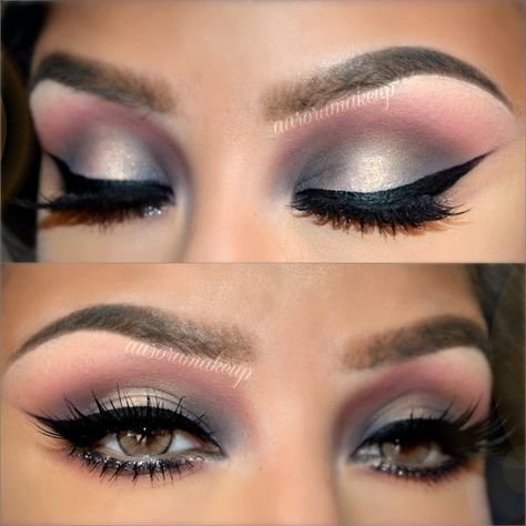 Pink &Gray Grey Makeup, Grey Eyeshadow, Beautiful Eye Makeup, Pink Eyeshadow, Makeup Goals, Gel Eyeliner, Gorgeous Makeup, Love Makeup, Eyeshadow Looks