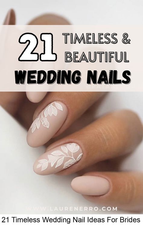 This post has 21 Timeless Wedding Nail Ideas For Brides. From walking down the aisle and saying "I do" to partying it up at your reception, these nail ideas are classy and timeless and will look great for your big day! Timeless Wedding Nail Ideas For Brides Nude Subtle Chrome These simple wedding nails are Wedding Guest Nail Inspiration, Wedding Nails For Bride Ivory Dress, Brides Wedding Nails, Neutral Nails Floral, Wedding Nails Short Almond, Wedding Short Nails For Bride, Bridal Manicure And Pedicure, Bridal Nails Wedding Elegant Almond Shape, Classy Bride Nails