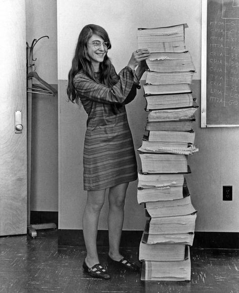 Margaret Hamilton, NASA's lead software engineer for the Apollo Program, stands next to the code she wrote by hand that led to the moon landings in 1969⠀ Valentina Tereshkova, Margaret Hamilton, Apollo 11 Mission, Apollo Program, Steve Irwin, Apollo Missions, Amelia Earhart, Neil Armstrong, Marie Curie