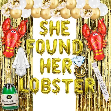 friends, bachelorette party, she found her lobster, decorations, bachelorette party decorations Lobster Bachelorette Party, She Found Her Lobster Bachelorette, She Found Her Lobster, Friends Themed Bachelorette Party, Friends Bachelorette Party, Bachelorette Party Items, Friends Bachelorette, Bride To Be Decorations, Bachelorette Balloons