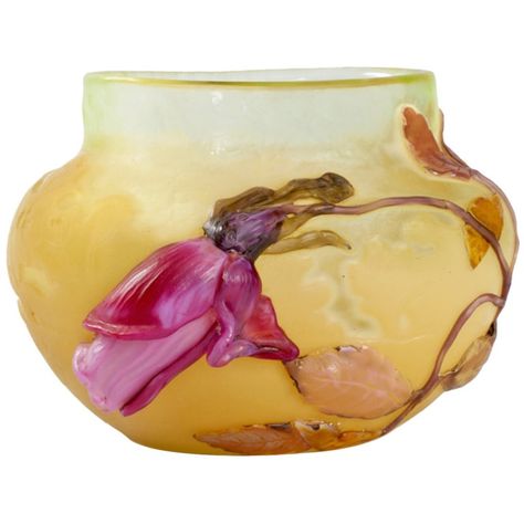 Vase Rose, Emile Galle, Yellow Vase, Deco Rose, Vases For Sale, Art Deco Glass, Antique Vase, Gorgeous Glass, Glass Ceramic