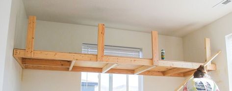 Loft Bed Hanging From Ceiling, Loft Bed From Ceiling, Loft Bed By Window, Wall Mounted Loft Bed Diy, Diy Built In Loft Bed, Floating Loft Bed Diy, Loft Bed In Front Of Window, Loft Bed Floating, Diy Loft Bed For Kids Small Room