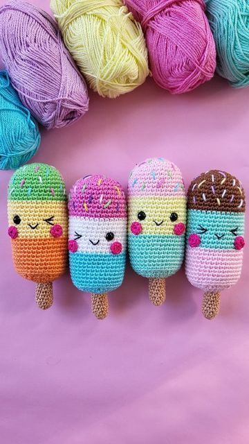 Crochet Ice Cream Gnome, Ice Cream Crochet, Crochet Ice Cream, Crochet Candy, Miniature Ice Cream, Mini Ice Cream Cones, Mini Ice Cream, Knitting Board, Diy Crafts Crochet