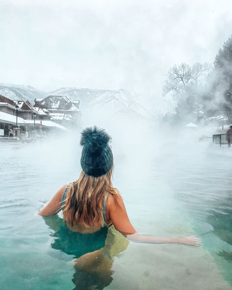 Switzerland Hot Springs, Hot Spring Photoshoot Ideas, Hot Springs Colorado Winter, Hot Springs Aesthetic Winter, Hot Springs Photoshoot Ideas, Hot Springs Instagram Pictures, Hot Spring Picture Ideas, Colorado Inspo Pics, Hotspring Photoshoot