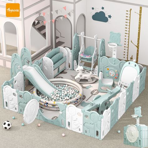 The World's Best Kids Folding Playpen Plastic Baby Big Fence Safty Playpen With Slide And Swing 1set Toddler Playpen On Sale https://m.alibaba.com/product/1600509138648/The-World's-Best-Kids-Folding-Playpen.html?__sceneInfo={"cacheTime":"1800000","type":"appDetailShare"} Playpen Ideas, Toddler Playpen, Baby Play Yard, Space Saving Furniture Bedroom, Baby Play Gym, Soft Play Equipment, Baby Playpen, Plastic Babies, Baby Gadgets