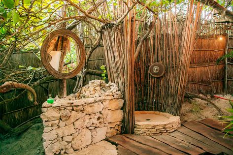 Book Ikal Hotel Tulum in Tulum | Hotels.com Bamboo Villa, Bush Camp, Beach Suite, Primitive House, Bamboo House Design, Outdoor Bathroom Design, Tulum Hotels, Outdoor Bathroom, Outdoor Pools