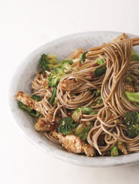 Soba With Sesame Chicken and Broccoli - StarTribune.com Soba Noodles With Chicken, Chicken And Soba Noodles, Chicken Soba Noodles, Soba Noodle Recipe Chicken, Sesame Chicken And Broccoli, Soba Recipe, Sesame Chicken Stir Fry, Soba Salad, Soba Noodles Recipe