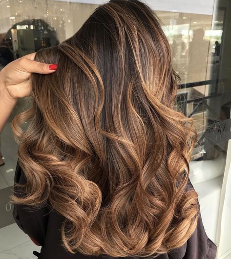 Honey Colored Highlights On Dark Hair, Highlights For Dimension, Chocolate Brown Hair With Golden Highlights, Maple Brown Highlights, Dark Brown Hair With Golden Highlights, Copper Gold Highlights, Warm Honey Brown Hair Balayage, Caramel Honey Blonde Balayage, Caramel Balayage With Money Piece