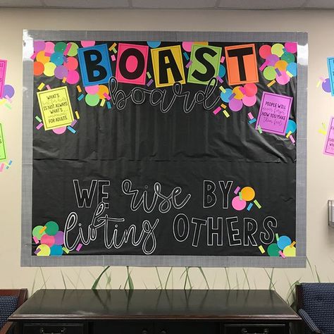 Boast board is up!  How fun is this?!?!  #Regram via @thefirstgradeparade Bulletin Board Template, Staff Bulletin Boards, Employee Appreciation Board, First Grade Parade, Teacher Morale, Work Bulletin Boards, Morale Boosters, Staff Morale, Staff Motivation